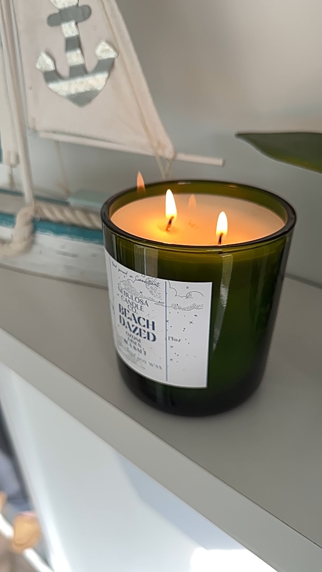 Beach Dazed| Sea Salt| Linen| Ozone|Spring| Scented| Natural Coconut Soy| Aromatherapy| Galaxy| Nebula|Celestial|Container|Candle|