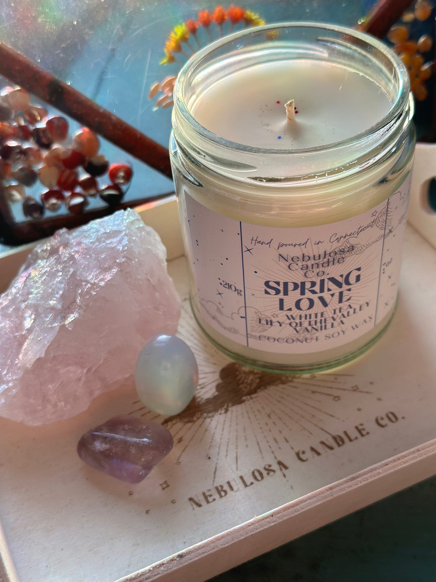 Spring Love| White Tea| Lily of the Valley|Vanilla||Spring| Scented| Natural Coconut Soy| Aromatherapy| Galaxy| Nebula|Celestial|Candle